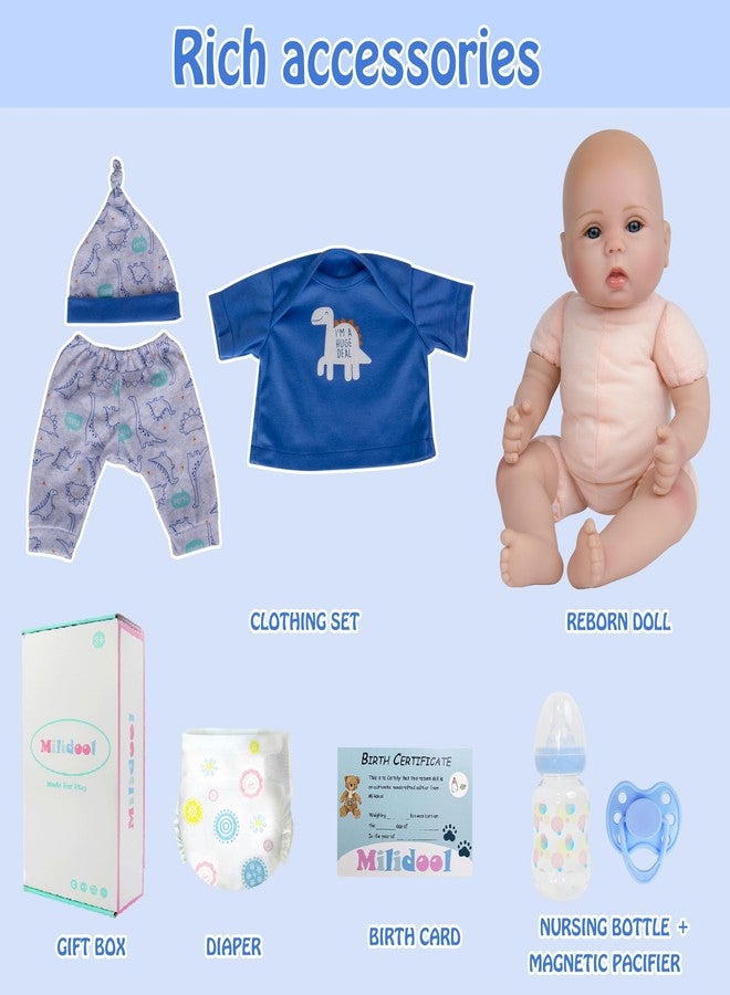 Milidool Lifelike Reborn Baby Dolls Boy - 18-Inch Baby Soft Body Realistic-Newborn Baby Dolls Cloth Body Real Life Baby Dolls with Toy Accessories for Kids Age 3 4 5 6 7 + - Image 5